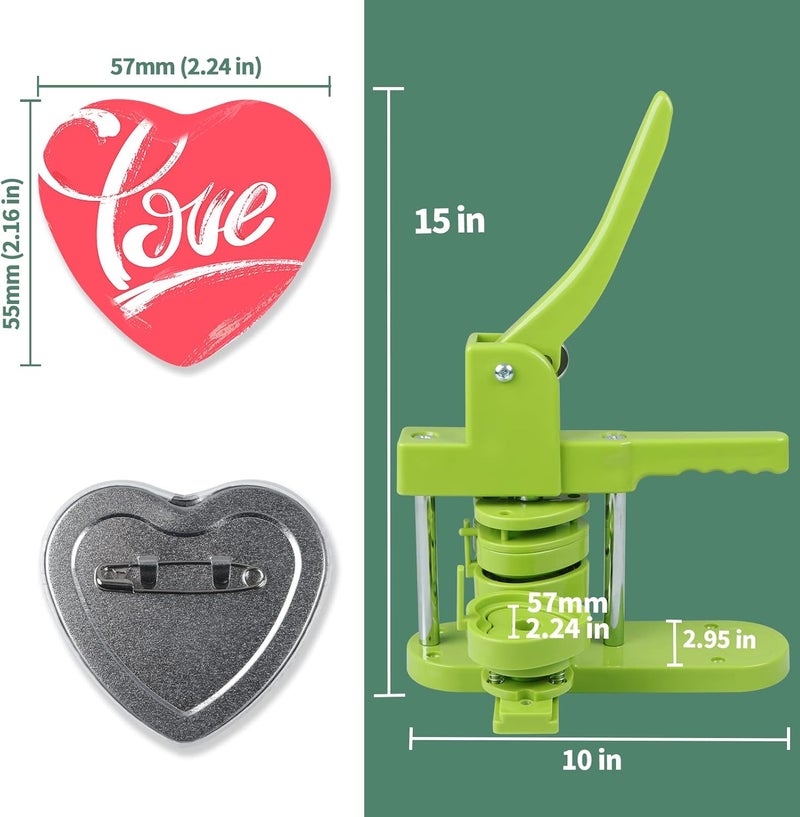 Happizza Heart-Shaped Button Maker Machine, Detachable Heart DIY Pin Button Maker Press Machine Kit, Badge Button Press Machine Pin Maker Machine with Free 100pcs Button Parts - Image 3